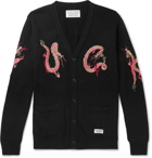 Wacko Maria - Embroidered Cotton and Silk-Blend Cardigan - Black