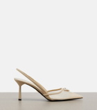 Prada Leather-trimmed mesh slingback pumps