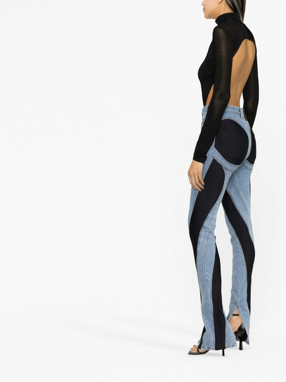 Mugler Blue Two-Tone Skinny Jeans