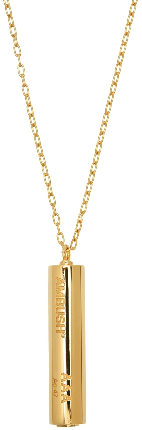 AMBUSH Gold Battery Charm Necklace Ambush