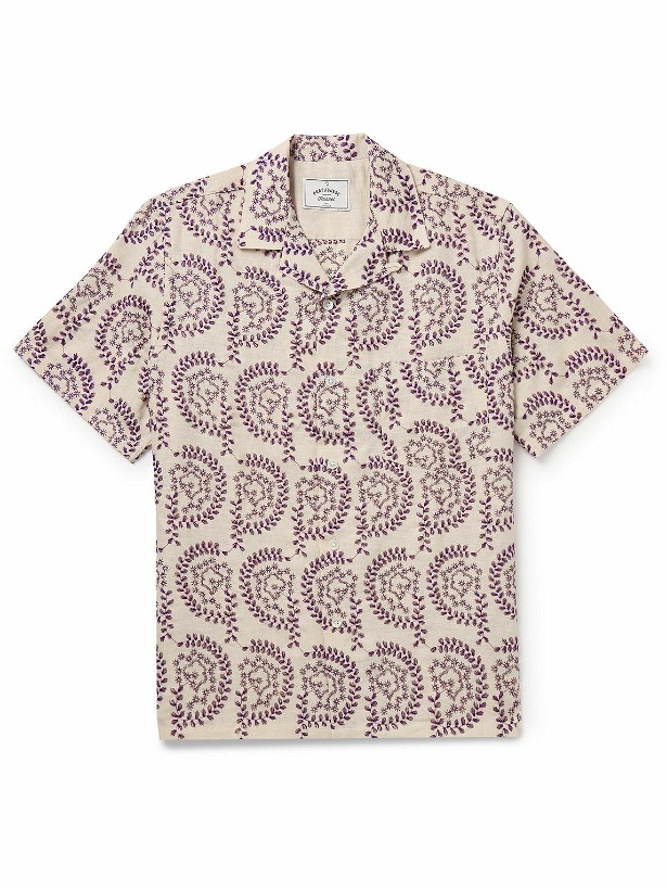 Photo: Portuguese Flannel - Nature Convertible-Collar Embroidered Linen Shirt - Neutrals