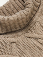 Purdey - Cable-Knit Wool Rollneck Sweater - Brown