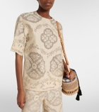 Valentino Floral knitted cotton-blend top