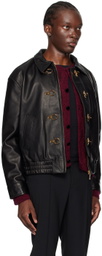 Ernest W. Baker Black Buckle Leather Jacket