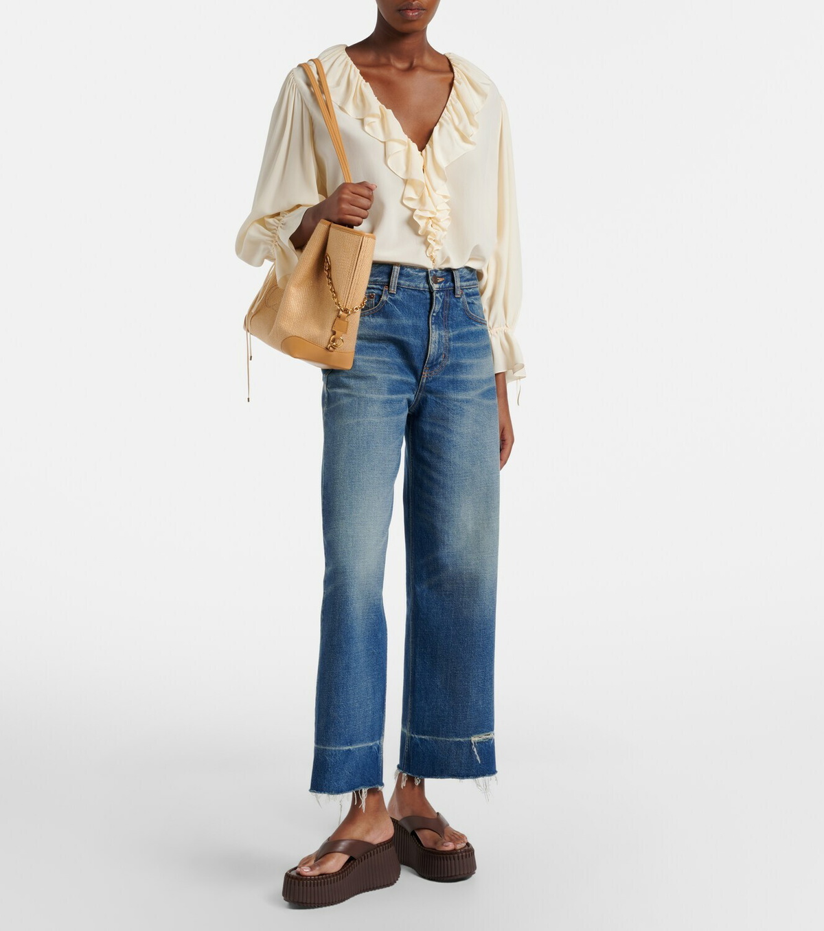 Chloé Medium leather-trimmed canvas tote bag