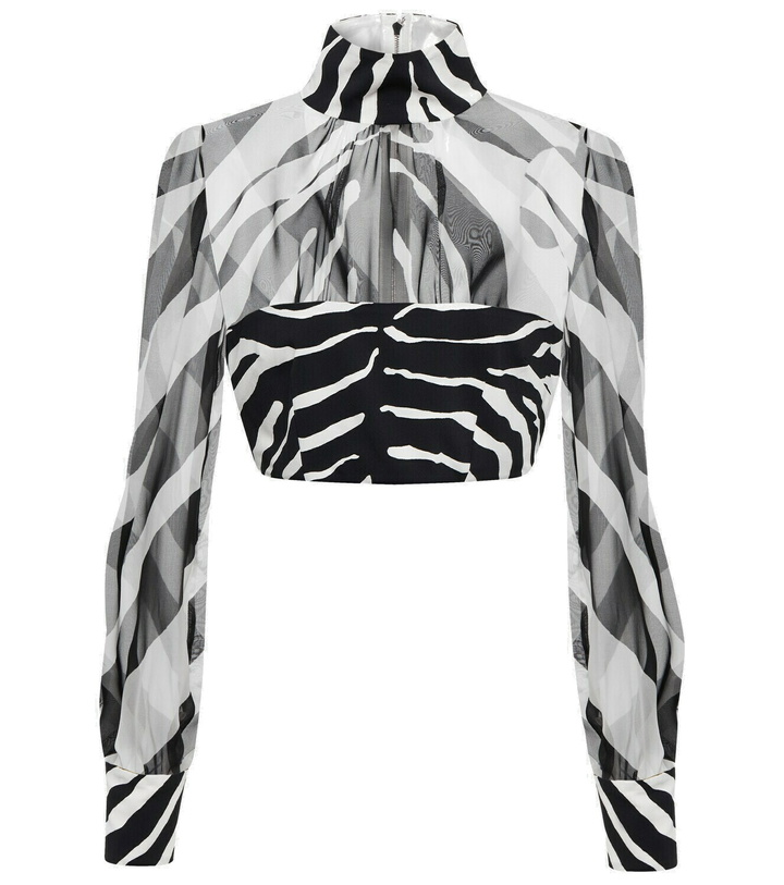 Photo: Dolce&Gabbana - Zebra-print chiffon-paneled crop top