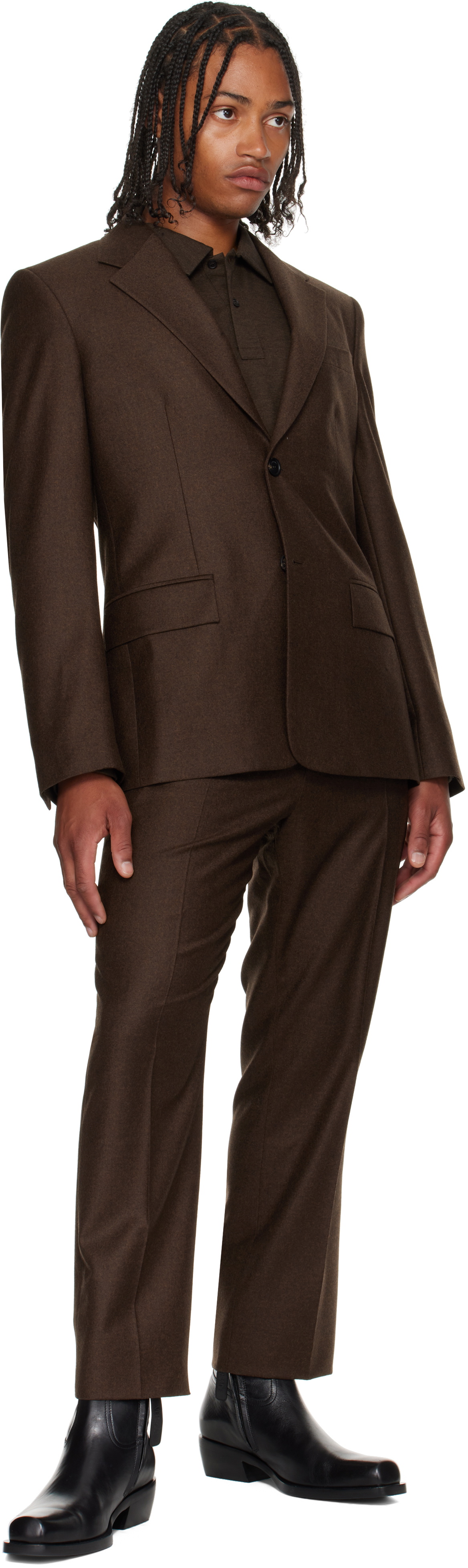 Ferragamo Brown Single Breasted Flannel Blazer