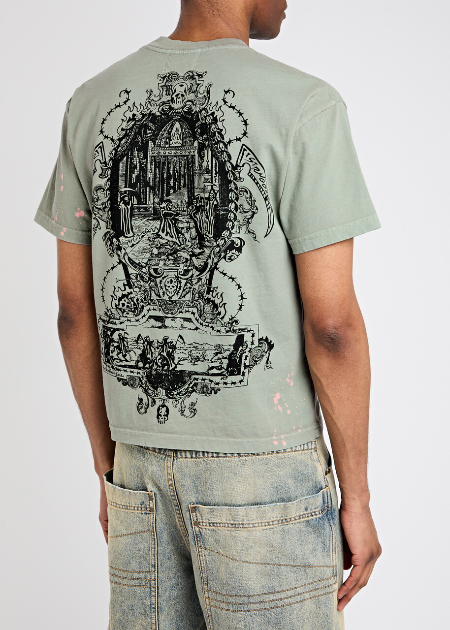 Warren Lotas Dark Feast Printed Cotton T-shirt Grey
