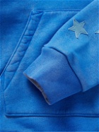 AMIRI - Pigment Spray Star Leather-Trimmed Cotton-Jersey Hoodie - Blue