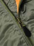SAINT MXXXXXX - Distressed Padded Jacquard-Panelled Nylon Bomber Jacket - Green