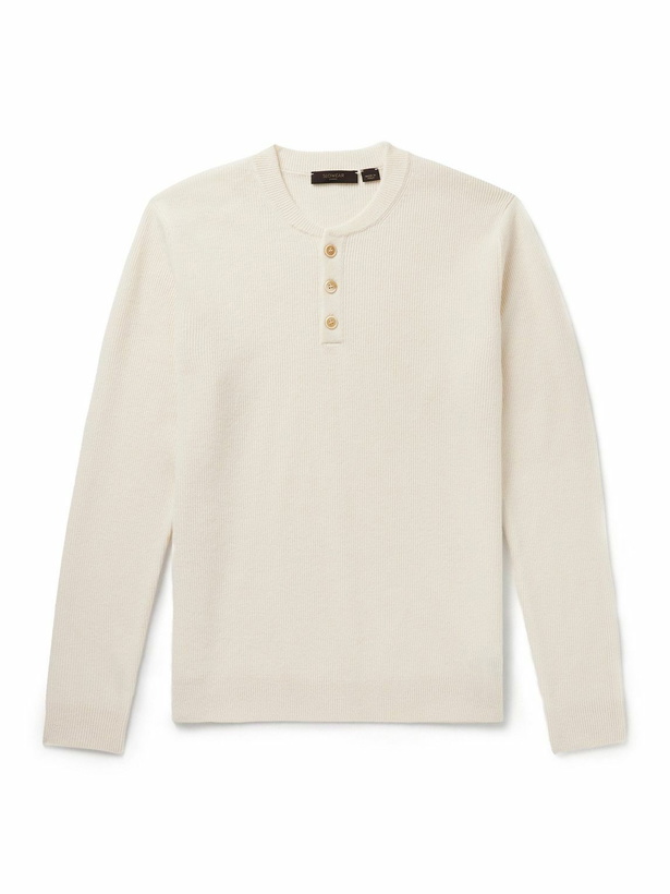 Photo: Incotex - Zanone Slim-Fit Ribbed Virgin Wool Henley Sweater - Neutrals