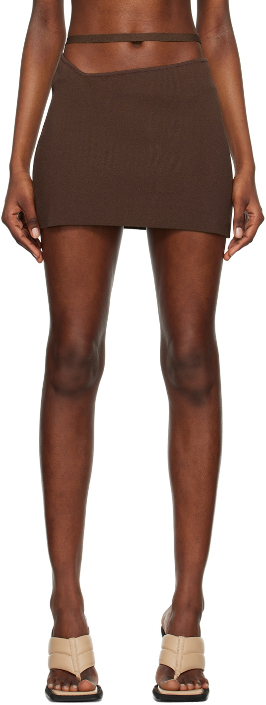 ANDREĀDAMO Brown Cutout Miniskirt
