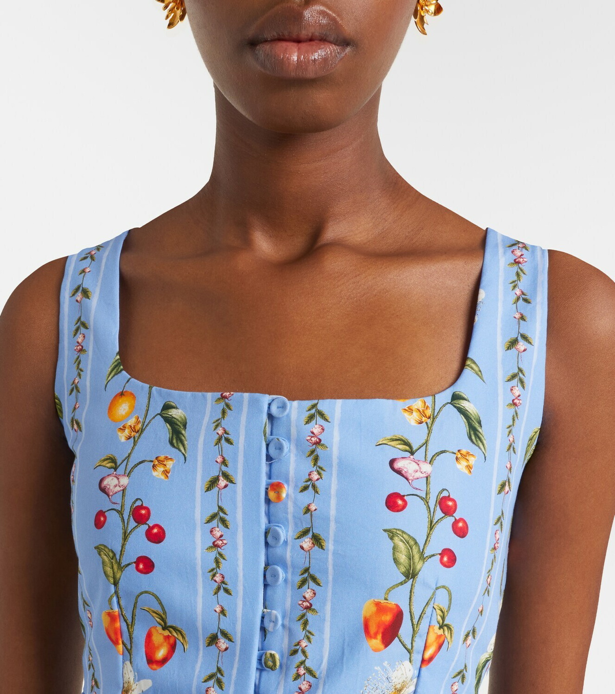Agua by Agua Bendita Eslabón printed cotton bustier top