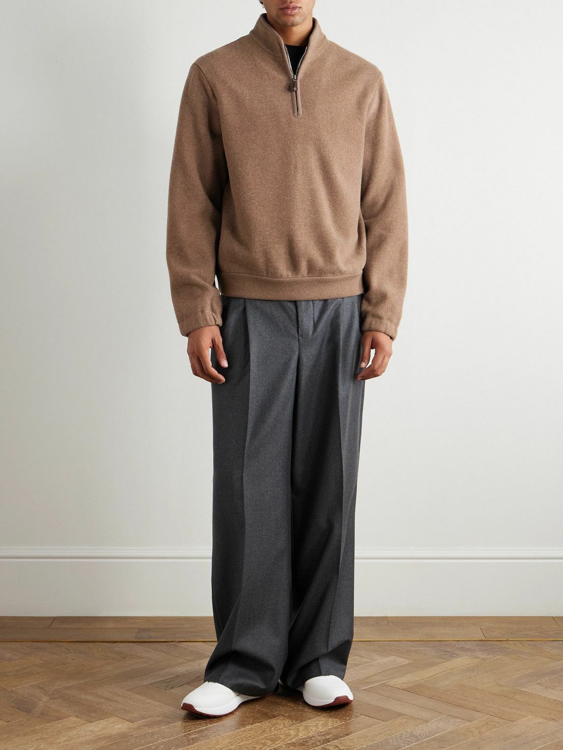 Loro Piana - North Woods Virgin Wool-Blend Half-Zip Sweater - Brown