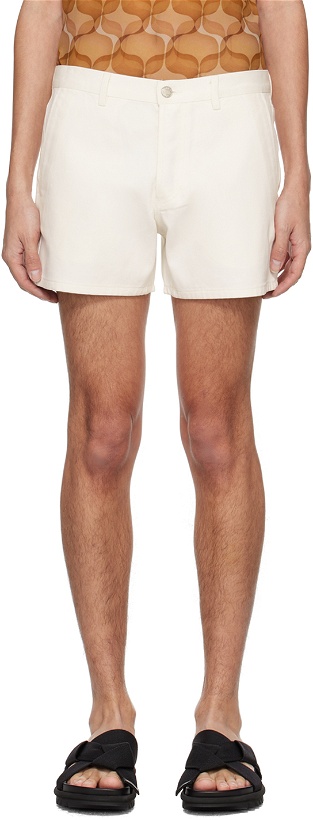 Photo: Dries Van Noten Off-White Four-Pocket Denim Shorts