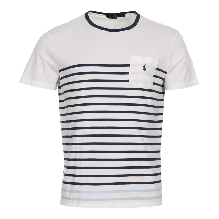 Photo: T-Shirt - White / Navy Stripe