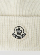 Logo Embroidery Beanie Hat in White