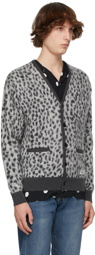 WACKO MARIA White & Grey Leopard Jacquard 'Guilty Parties' Cardigan