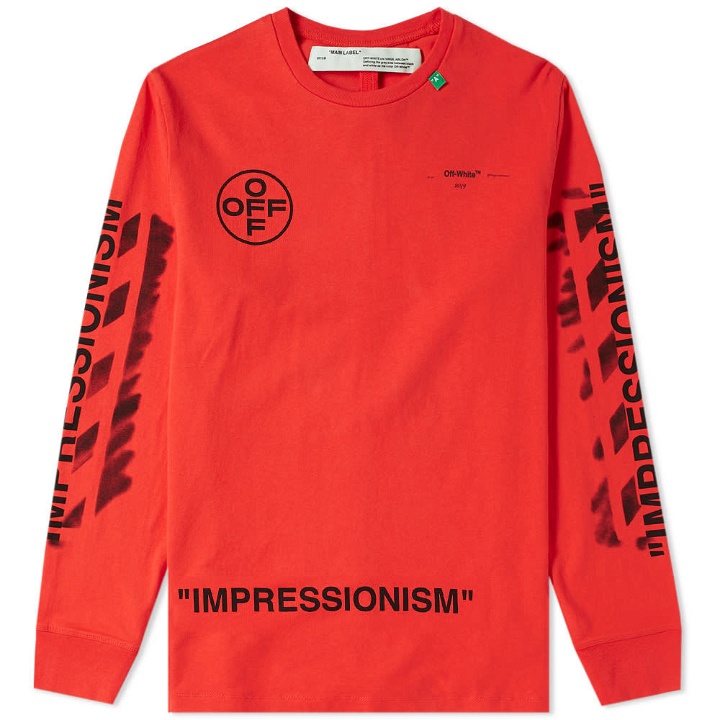 Photo: Off-White Long Sleeve Stencil Diagonals Tee Red & Black