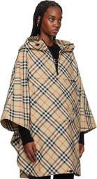 Burberry Beige Packaway Check Twill Cape Jacket