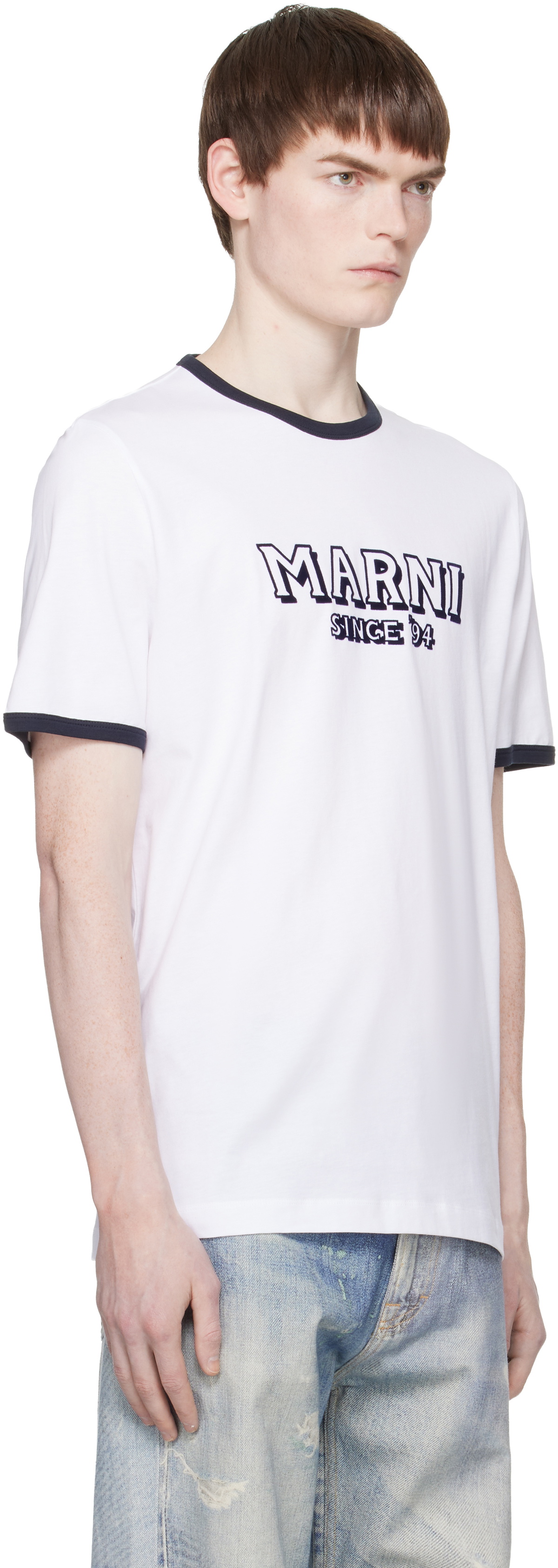 Marni White Cotton Contrast Trims T-shirt