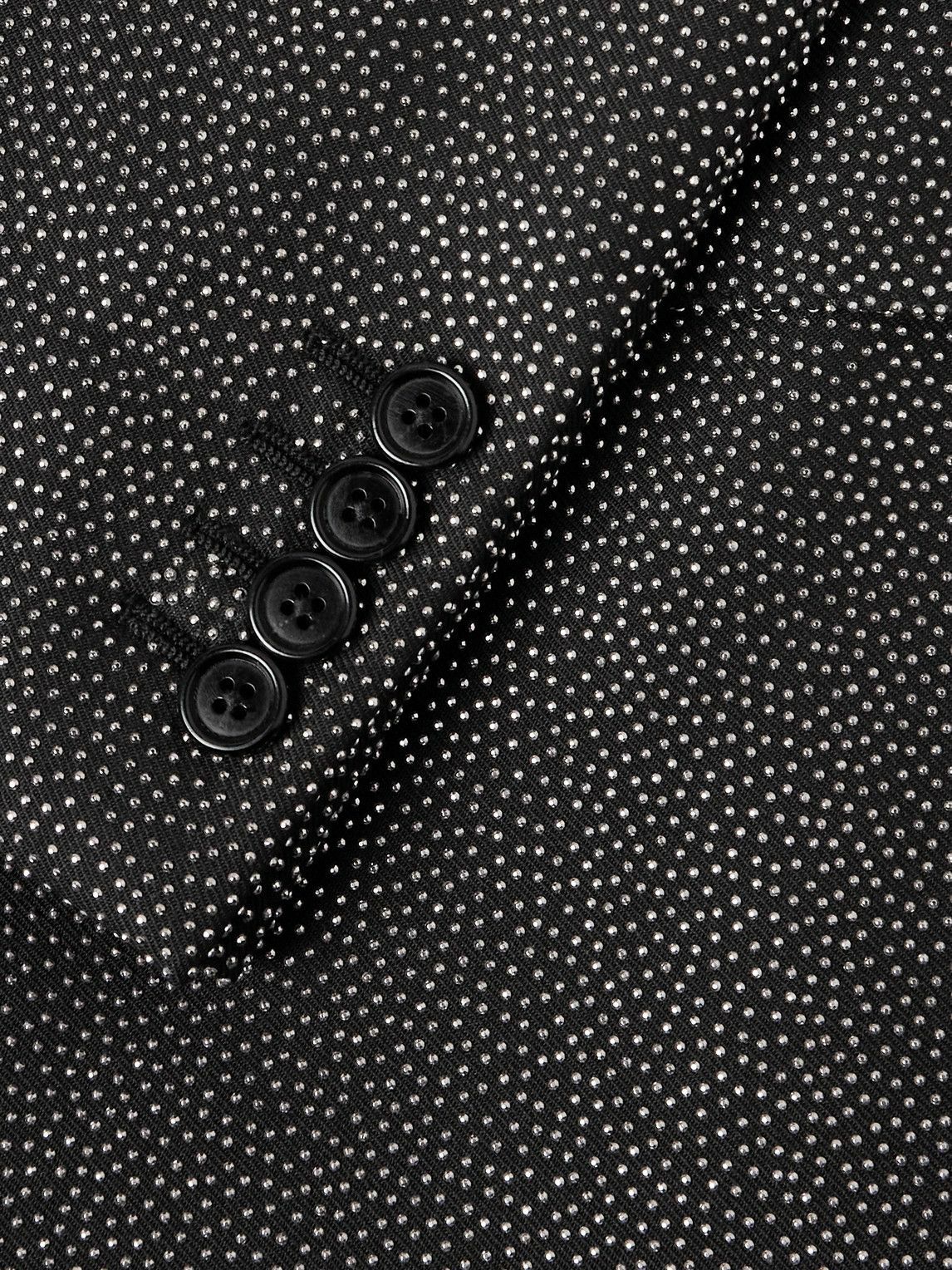 CELINE - Crystal-Embellished Virgin Wool-Gabardine Blazer - Black