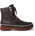 Sorel - Caribou Storm Faux Shearling-Lined Full-Grain Leather and Rubber Snow Boots - Brown