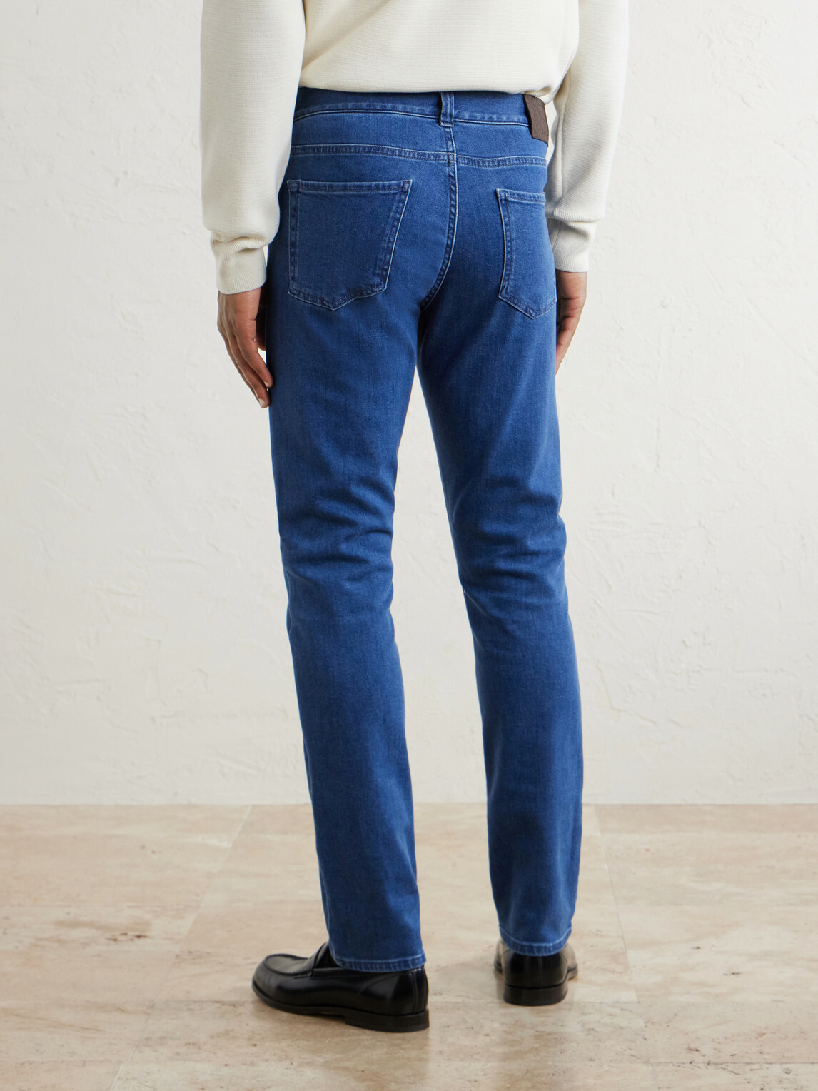Canali - Straight-Leg Cotton and Cashmere-Blend Jeans - Blue