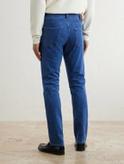 Canali - Straight-Leg Cotton and Cashmere-Blend Jeans - Blue