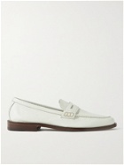 MANOLO BLAHNIK - Perry Full-Grain Leather Penny Loafers - White - UK 7