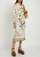Tory Burch Printed Belted Silk Midi Shirt Dress Multicoloured