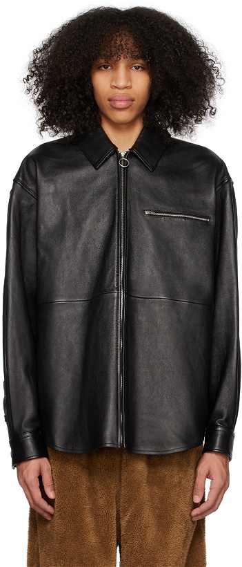 Photo: Acne Studios Black Zip-Up Leather Jacket