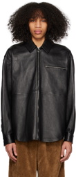 Acne Studios Black Zip-Up Leather Jacket