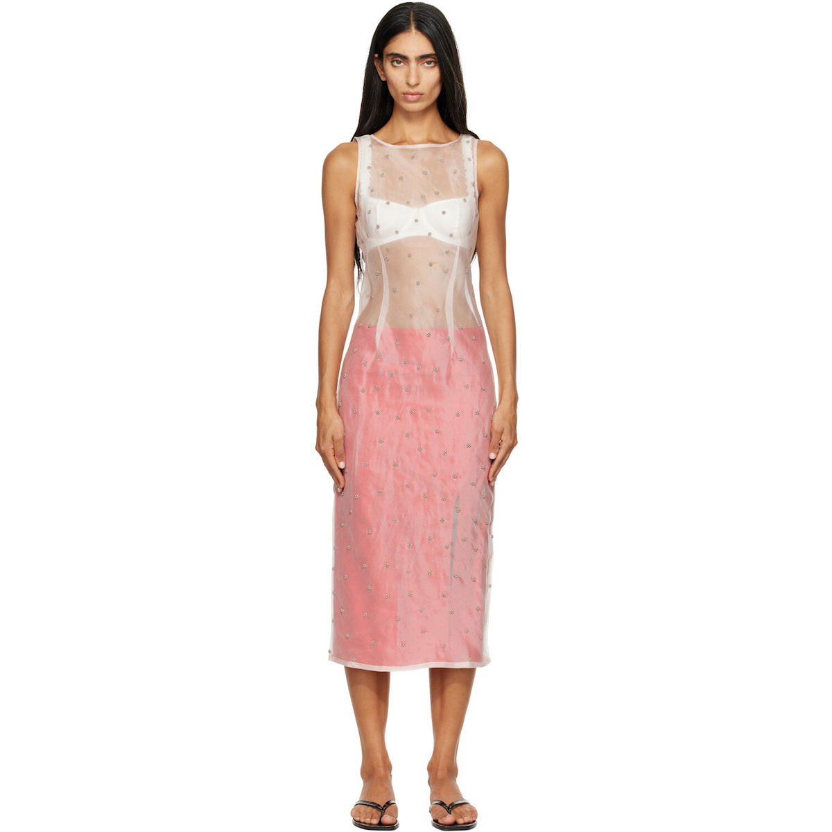 RESCHA SSENSE Exclusive Pink Dharee Transparent Midi Dress