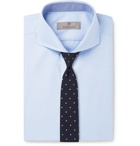 Canali - Light-Blue Cutaway-Collar Checked Cotton-Jacquard Shirt - Men - Blue