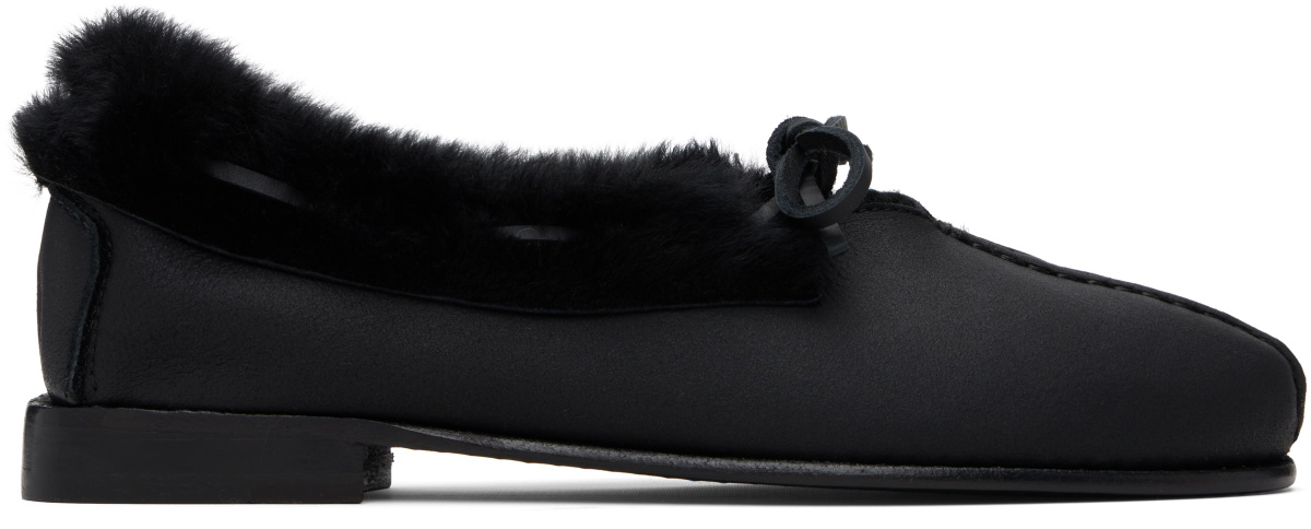 HEREU Black Tilla Shearling Loafers