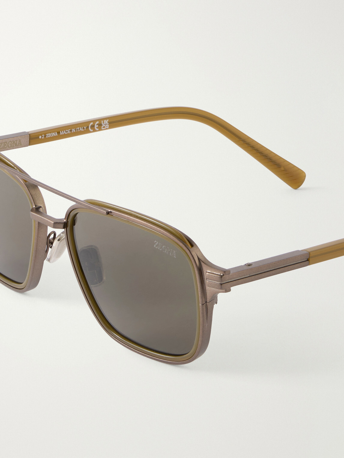 Zegna - Aviator-Style Metal Sunglasses - Green