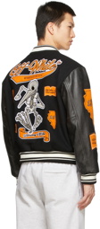 Off-White Black Leather Varsity Jacket