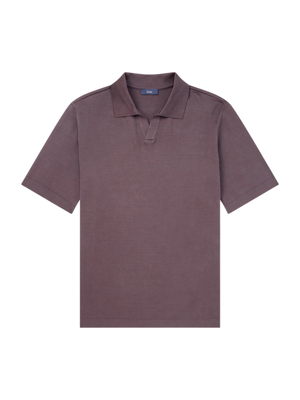 Photo: Herno - Cotton Knitted Polo Shirt - Brown
