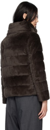 Herno Brown Lady Cape Faux-Fur Down Jacket