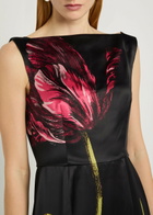 Erdem Floral Wide-neck Satin Gown Black