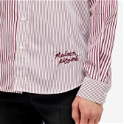 Maison Kitsuné Men's Handwriting Logo Fun Mix Stripe Shirt in White/Red