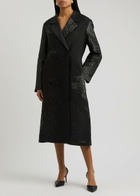 Stine Goya Panelled Metallic Cloque Coat Black