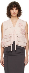 OPEN YY Pink Appliqué Cargo Vest
