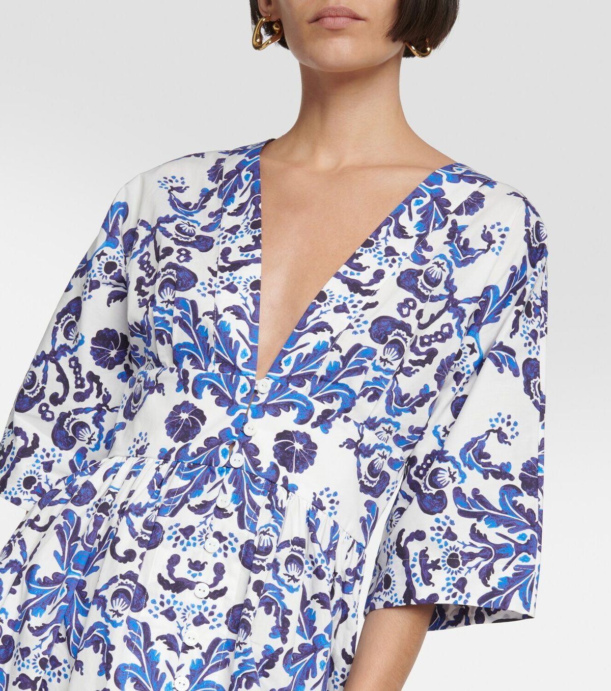 【Emilia Wickstead】 Elowenプリントコットン maxiドレス Elowen Kaftan Pink Rose Print Cotton | Emilia Wickstead X