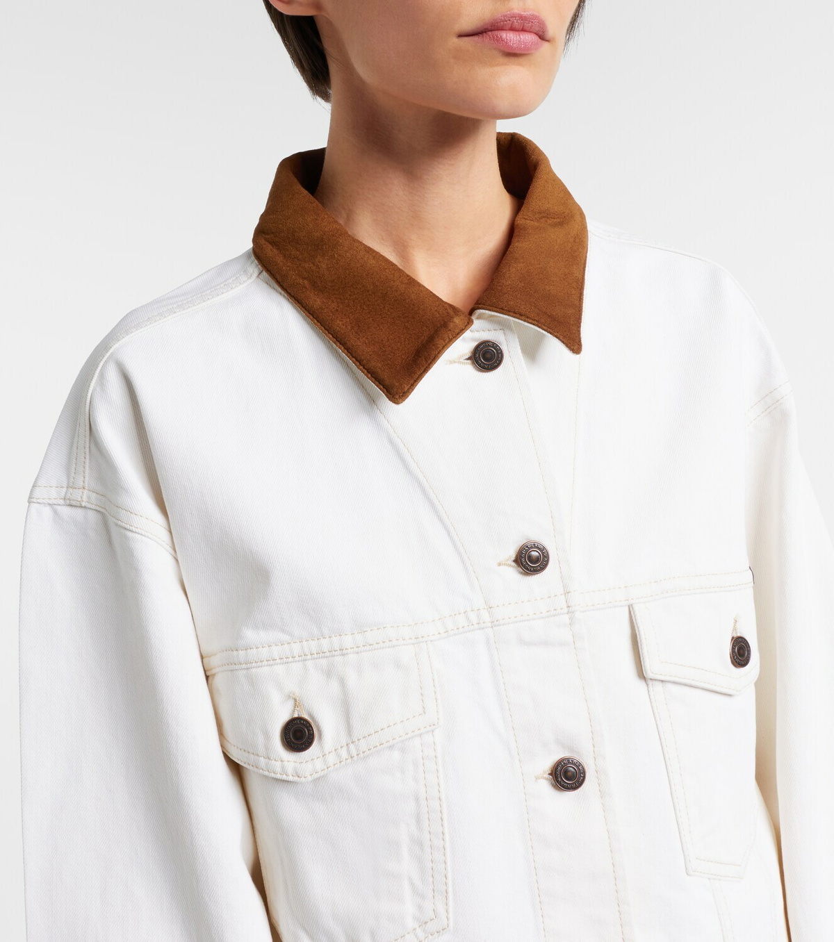 Prada Suede-trimmed denim jacket