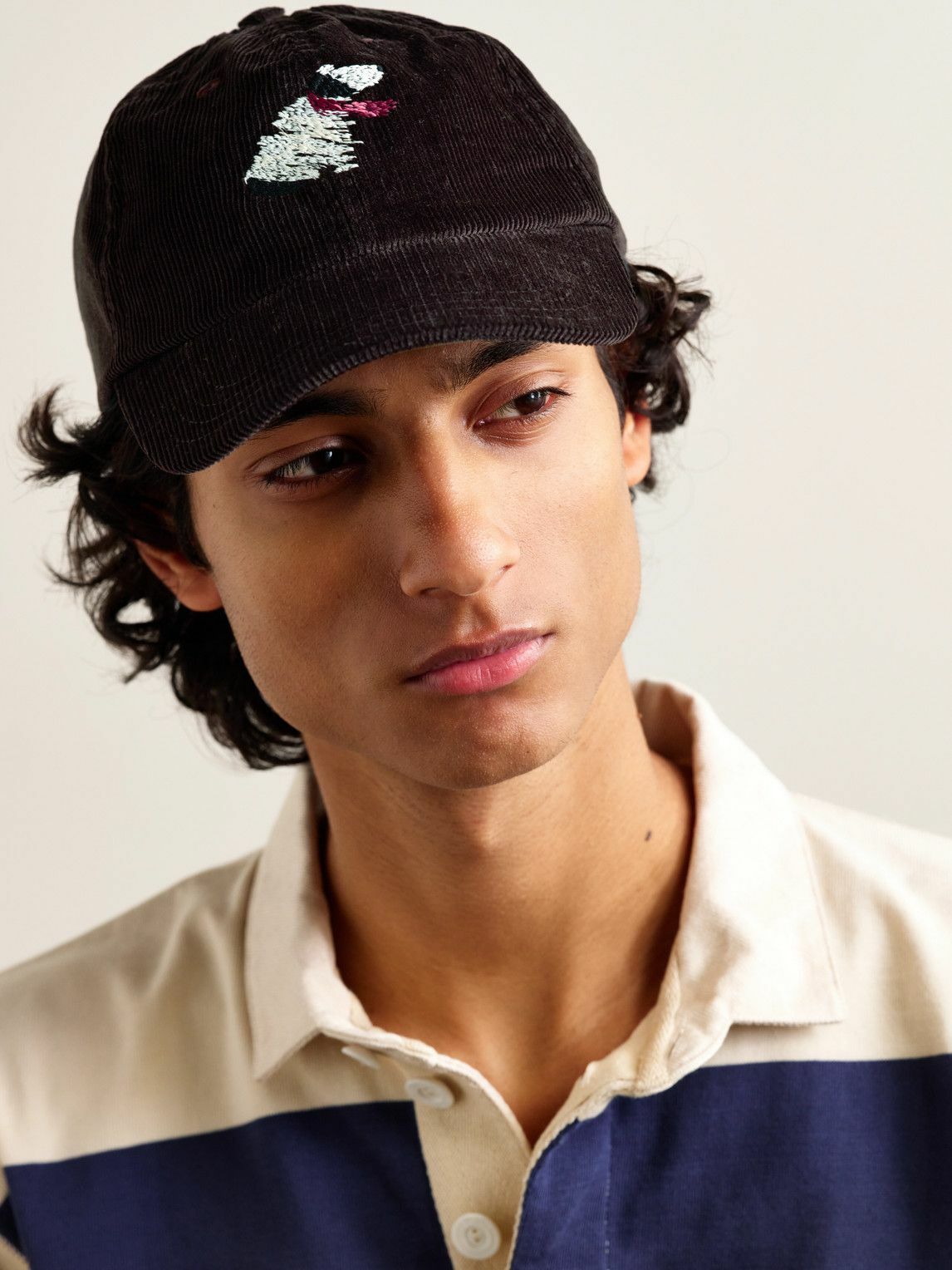 Drake's - HIM Embroidered Cotton-Corduroy Baseball Cap