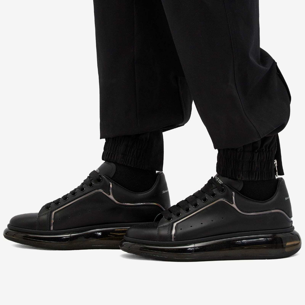 【関税&送料込】Alexander Mcqueen Mirror-Effect Faux Leather NEW $530 ALEXANDER MCQUEEN Black Leather Croc Embossed SKULL