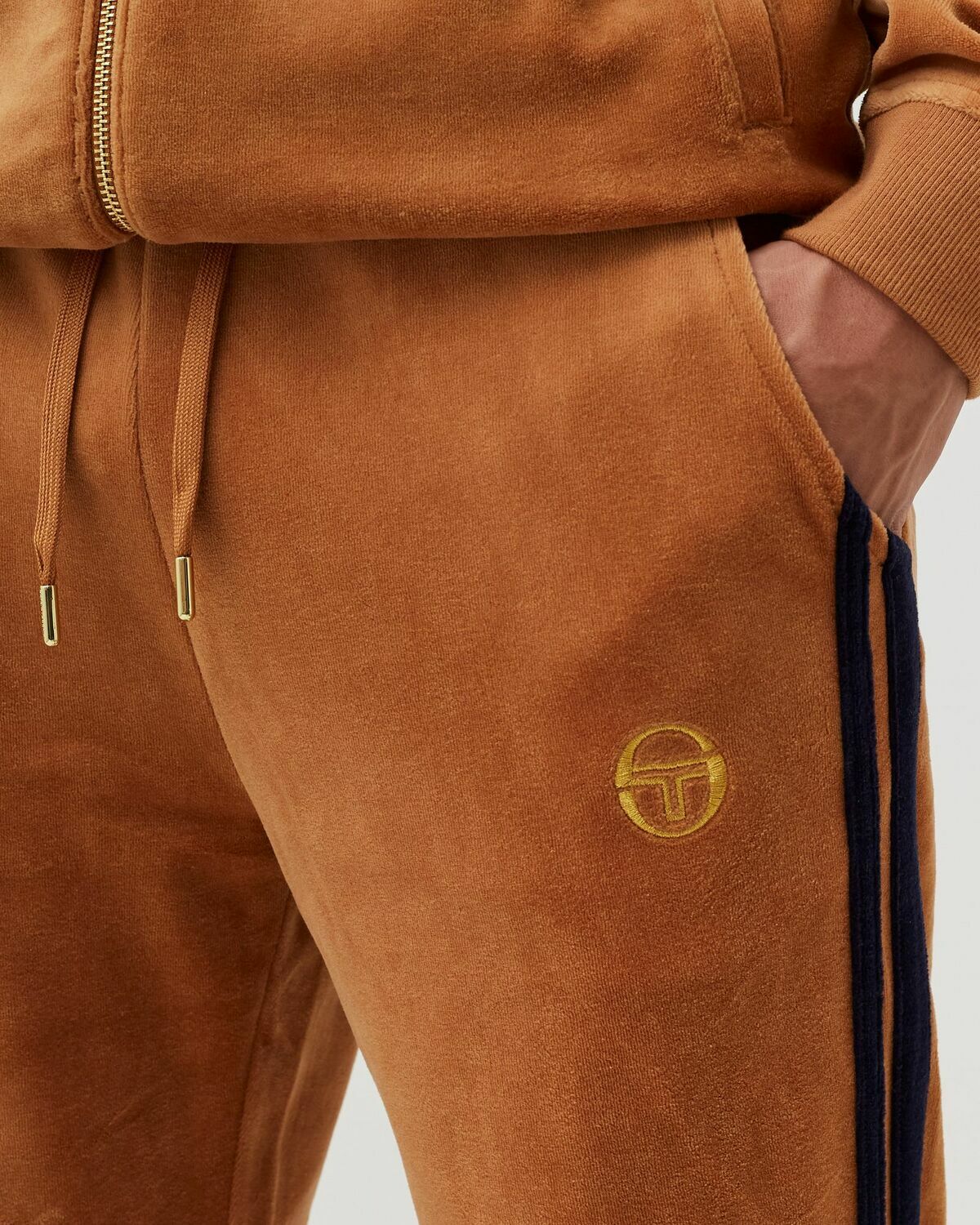 Sergio Tacchini NEW DAMARINDO VELOUR TRACK PANT Brown Men