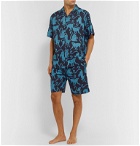 Desmond & Dempsey - Printed Cotton Pyjama Shorts - Blue